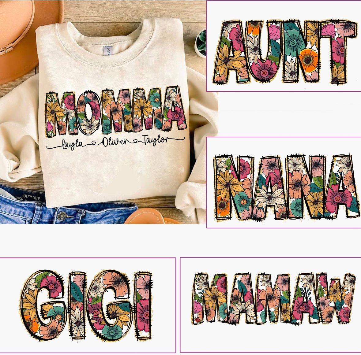 Custom Floral Mama Tee